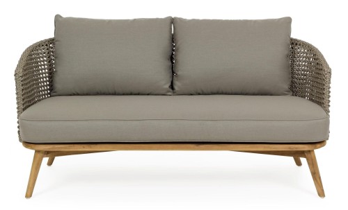 Ogrodowa szara sofa 2-3 osobowa Nina drewniane nóżki