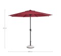 Prosty okrągły parasol ogrodowy Rio burgundowy