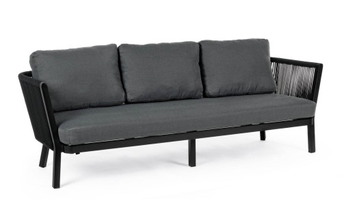 Sofa ogrodowa 3 osobowa Makatea w kolorze czarnym