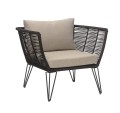 Elegancki fotel ogrodowy czarny beżowa poduszka Mundo