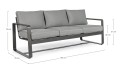 Sofa ogrodowa 3 osobowa Merrigan antracytowa