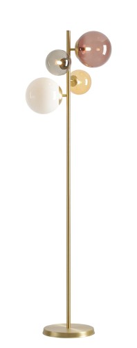 Mosiężna lampa stojąca z kolorowymi kloszami BLOOM