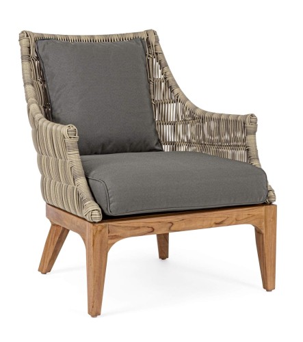 Fotel ogrodowy Keliani z szarymi poduszkami