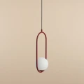 Lampa wisząca z białą kulą RIVA bordowa