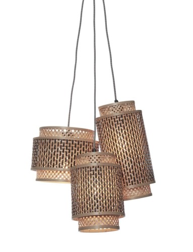 Lampa wisząca BHUTAN potrójna czarna/naturalna