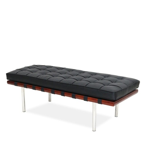  Ławeczka 132 cm czarna skóra naturalna pikowana Prestige