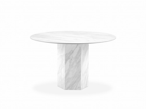 Stół na jednej nodze Sahara biały marmur