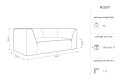 Sofa Ruby 2-osobowa żółta sztruks