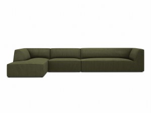Duża sofa narożna Ruby zielony sztruks