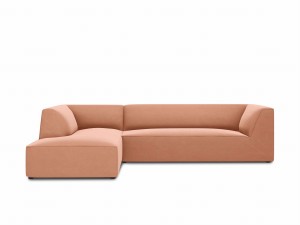 Sofa narożna Ruby różowy aksamit