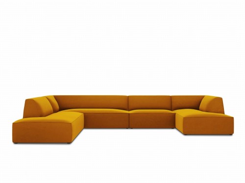 Sofa panoramiczna Ruby żółty aksamit