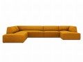 Sofa panoramiczna Ruby żółty sztruks