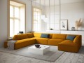 Sofa panoramiczna Ruby żółty sztruks