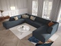 Sofa panoramiczna Ruby niebieski sztruks