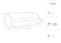 Sofa Miley 2-osobowa szary aksamit