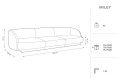 Sofa Miley 3-osobowa szary aksamit