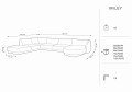 Sofa panoramiczna Miley granatowy aksamit