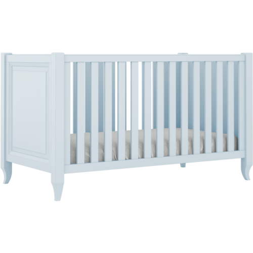 Błękitne łóżeczko Charlotte ze stylizowanymi nóżkami 