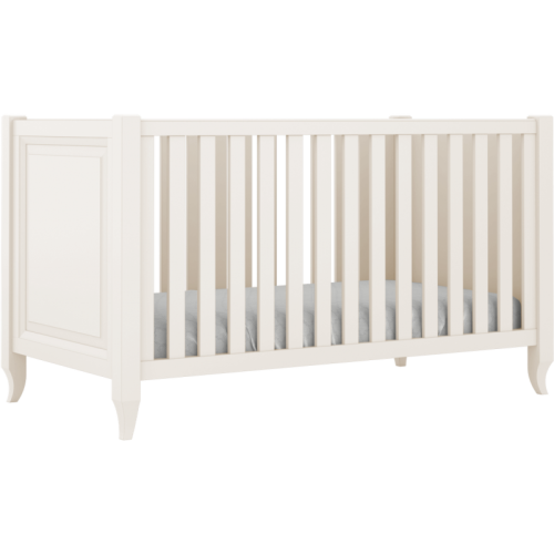 Łóżeczko Charlotte ze stylizowanymi nóżkami w kolorze kości słoniowej