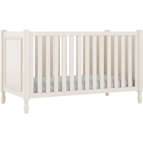 Łóżeczko Sofi z ozdobnymi nóżkami w kolorze kości słoniowej 