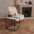 Kwadratowy Stolik kawowy Accent 50x50 biały marmur czarna podstawa