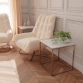 Kwadratowy Stolik kawowy Accent 50x50 biały marmur i chrom