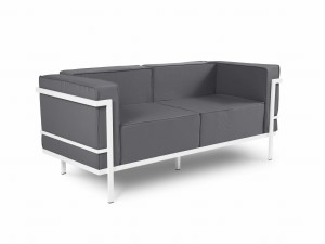 2-osobowa sofa ogrodowa Cannes szara z białą ramą