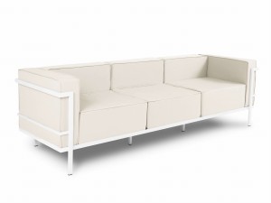 3-osobowa sofa ogrodowa Cannes beż z białą ramą