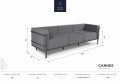 3-osobowa sofa ogrodowa Cannes szara z białą ramą