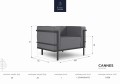Fotel ogrodowy Cannes ciemno szary z białą ramą