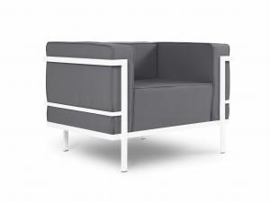 Fotel ogrodowy Cannes ciemno szary z białą ramą