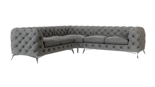 Pikowany narożnik Chesterfield Chloe Szary 2x2