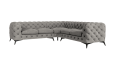 Pikowany narożnik Chesterfield Chloe Szary 2x2