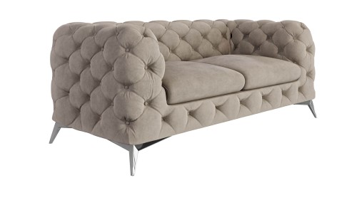 Pikowana sofa 2-osobowa Chesterfield Chloe Zimny Beż