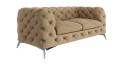 Pikowana sofa 2-osobowa Chesterfield Chloe Ciepły Beż
