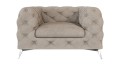 Obszerny pikowany fotel Chesterfield Chloe Zimny Beż