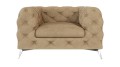 Obszerny pikowany fotel Chesterfield Chloe Ciepły Beż