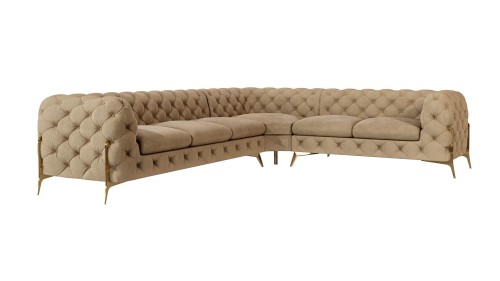 Duży pikowany narożnik Chesterfield Chloe Bis Ciepły Beż 3x2