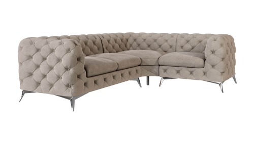 Pikowany narożnik Chesterfield Chloe 2x1 Zimny Beż
