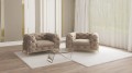 Pikowany fotel Chesterfield Chloe Bis zimny beż na nóżkach Glamour