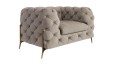 Pikowany fotel Chesterfield Chloe Bis zimny beż na nóżkach Glamour
