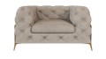 Pikowany fotel Chesterfield Chloe Bis zimny beż na nóżkach Glamour