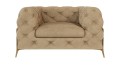 Pikowany fotel Chesterfield Chloe Bis ciepły beż na nóżkach Glamour