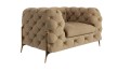 Pikowany fotel Chesterfield Chloe Bis ciepły beż na nóżkach Glamour