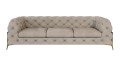 Pikowana sofa 3-osobowa Chesterfield Chloe Bis zimny beż