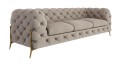 Pikowana sofa 3-osobowa Chesterfield Chloe Bis zimny beż