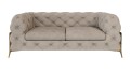 Pikowana sofa 2-osobowa Chesterfield Chloe Bis zimny beż
