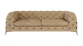 Obszerna pikowana sofa 2,5-osobowa Chesterfield Chloe Bis ciepły beż