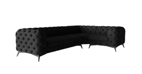 Pikowany narożnik Chesterfield Chloe czarny 3x1