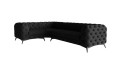 Pikowany narożnik Chesterfield Chloe czarny 3x1